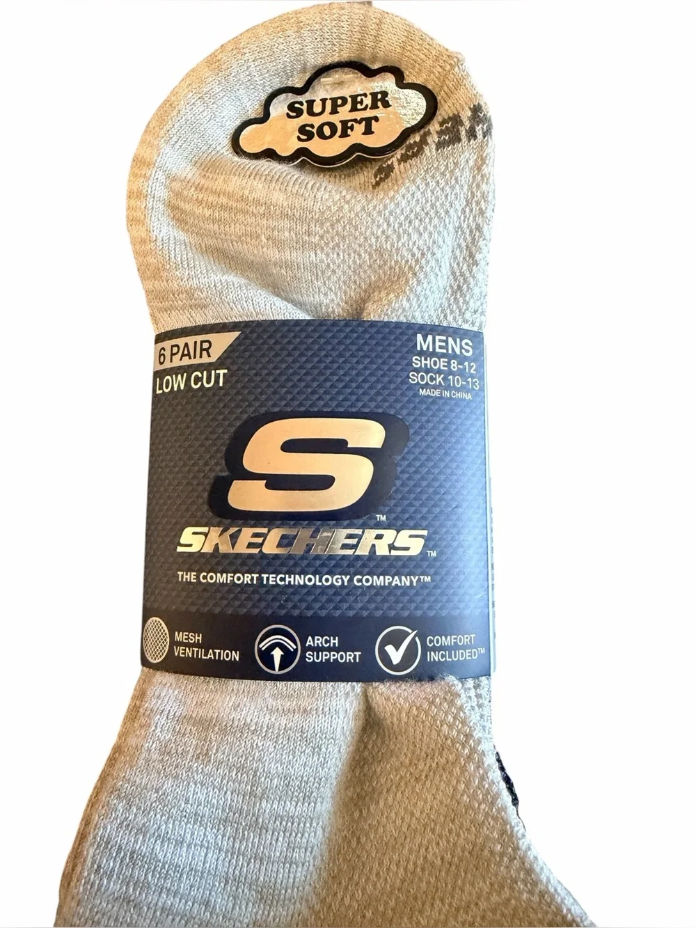 NWT Skechers Men's Low-Cut Athletic Socks – Gray Heather